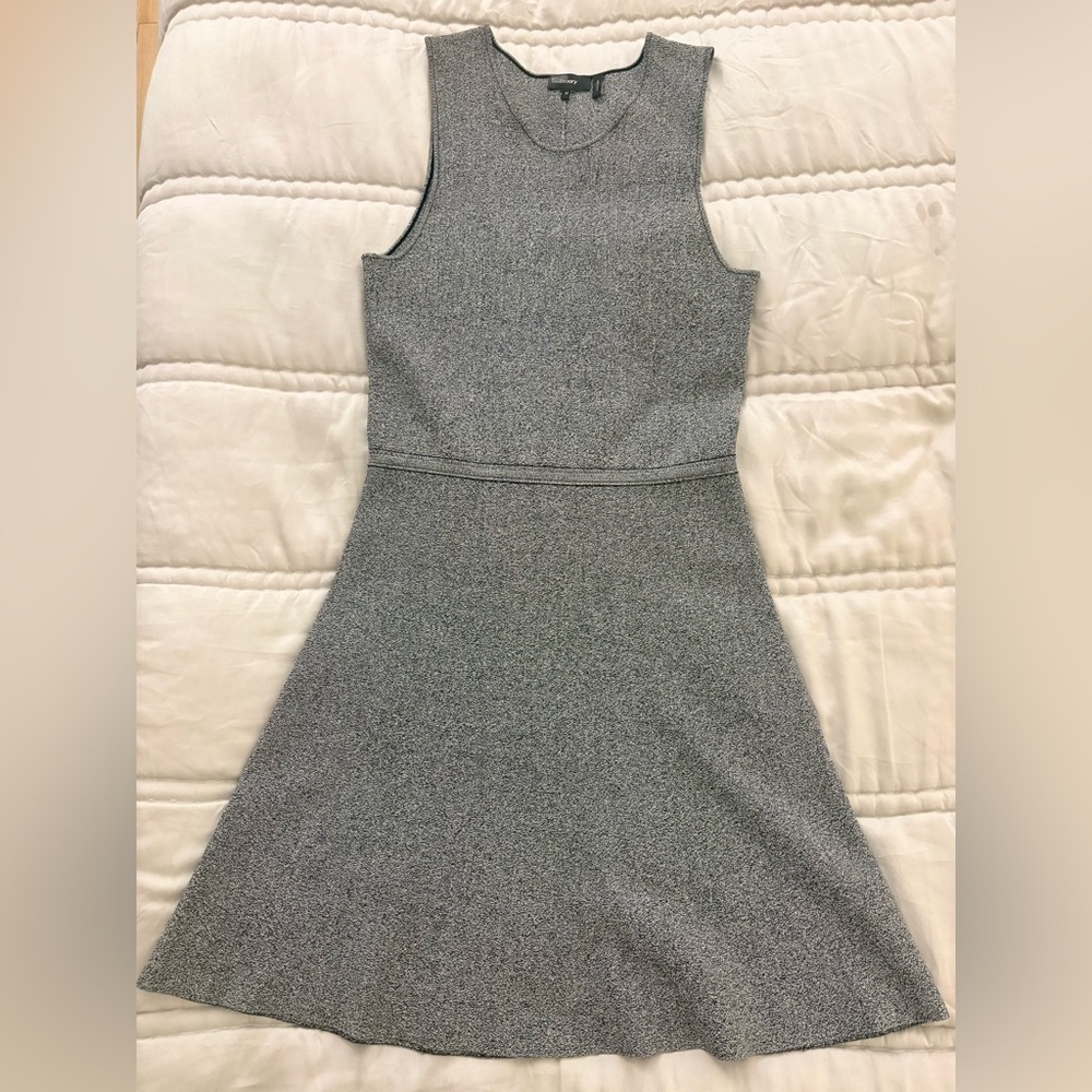 Theory Gray Stretch Knit Flare Skirt Dress